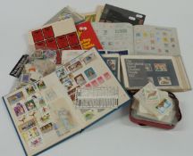 Various albums, stockbooks, loose stamps and sundries and a small collection of WWI silk postcards