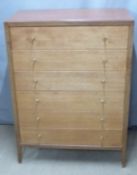 G Plan style chest of six drawers by Newbury and Spindler, Bristol, W74 x D46 x H115cm