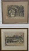 Donald H. Edwards pair of 20thC watercolours of Gloucester, 'St. Mary's Gateway, Gloucester', signed