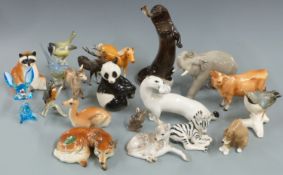 A collection of Lomonosov / USSR animal figures, Karl Ens bird, Goebel, Szeiler etc