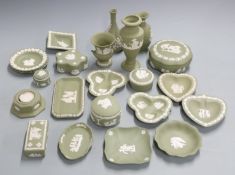 Twenty-two pieces of sage Wedgwood Jasperware