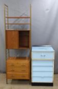 A mid century/ retro Ladderax modular mahogany drawer and cupboard unit, W63 x D40 x H201cm