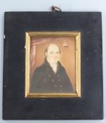 J Burman 19thC portrait miniature on ivory of a gentleman, with back panel marked 'J Burman