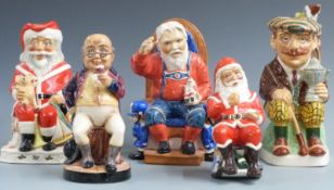 Five Kevin Francis limited edition Toby jugs including three Santa Claus, Golfer and Mr Pickwick