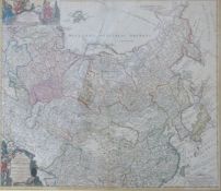 18thC Russian coloured engraved map, Imperii Russici et Torhariae Universae tam Majoris et