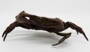 Japanese bronze crab, with mark to base, 12 x 5.5cm
