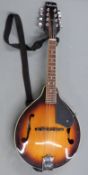 Asbury flat back mandolin in flame lacquered finish with cello style F holes, in soft carry case