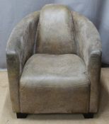 A contemporary leather / faux leather armchair