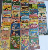 Forty-one Dell cartoon and children's comics comprising Walt Disney's Dumbo, Uncle Scrooge,
