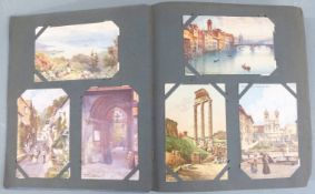 Edwardian postcard album of topographical, zoological, humorous cards and Victorian/Edwardian