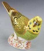 Royal Crown Derby limited edition 354/1000, budgerigar paperweight made exclusively for the Duesbury