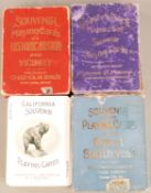 Four packs of American souvenir playing cards comprising California, Great Southwest, Boston and New
