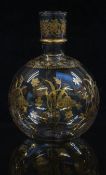 Indian glass bottle vase or hookah base with gilt decoration, 20cm tall