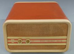 Philips portable 'Disc Jockey Auto' record player c1950s, in salmon pink finish