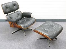 Charles and Ray Eames for Herman Miller model 670 leather upholstered and rosewood veneered lounge