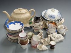 Large quantity of 19thC Rockingham, Spode, Chamberlain and Worcester ceramics, crested ware, large