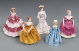 Four Coalport figurines including Louisa at Ascot, Flair, Daphne, Teresa and a Royal Worcester