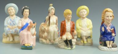 Six Kevin Francis limited edition character jugs comprising Rule Britannia, Queen Mother x 2,