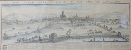 The North West Prospect of the City of Gloucester. 31 x 79cm, framed and glazed.