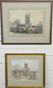 Donald H. Edwards two 20thC watercolours of Gloucester Cathedral, The Cathedral Gate, dated 1989,
