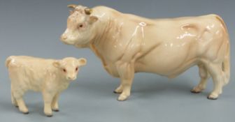 Beswick Charolais bull and calf