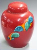 Poole pottery large covered ginger jar, H31.5cm
