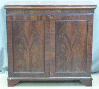 19thC flame mahogany housekeeper's cupboard with three slides, W 122 x D 46 x H 120cm