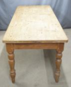 Large pine kitchen table, W213 x D86 x H79cm