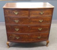 Victorian mahogany chest of two over three drawers raised on cabriole legs, W106 x D29 x H100cm