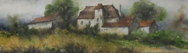 20thC French watercolour, monogramed lower right and verso, 'Le Grande Demeuse Lotoise', 28 x