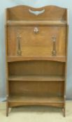 Art Nouveau oak student's bookcase, W69 x D29 x H112cm