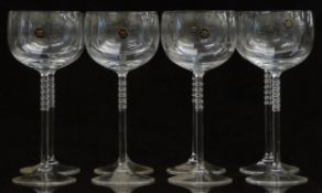 A set of eight Rosenthal Studio-Line red wine glasses with bobbled stems, 22cm tall