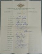1964 Australian cricket autograph sheet