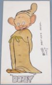 Jack Taylor pen and wash of Dopey from 'Snow White and the Seven Dwarfs' dated 2nd Dec 1938, Jack