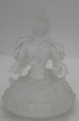 Tibetan glass carving of Guanyin, 8.5cm tall