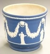 Wedgwood Jasperware jardinere decorated with swags and classical figures, H23cm diameter 26cm