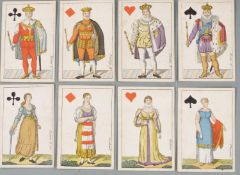 19th century pack of playing cards with square corners, non standard named Spanish court cards