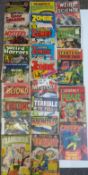 Twenty-four various vintage horror comics including Journey Into Fear, The Beyond, Weird Science,
