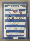 Framed and signed Reading Football Club v Birmingham City 2013-14 shirt, with photographs of the
