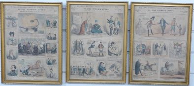 Three McClean's Victorian monthly caricature sheets, all dated 1831 and 35 x 25cm