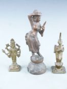 Three Eastern bronzes, largest 22cm tall