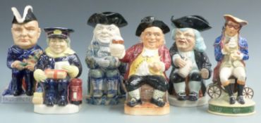 Six Kevin Francis limited edition Toby jugs including Dick Turpin, The Shield, The Postman,