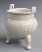 Chinese Ming style pale celadon glazed pottery censer, height 11cm