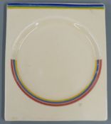 Clarice Cliff Bizarre The Biarritz pattern Art Deco shallow dish with multi-colored design on