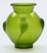 Loetz Vesuvian Glatt glass vase with applied Crete tadpoles, 16.5cm tall