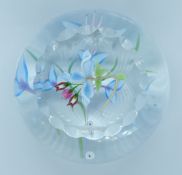 Caithness Whitefriars lampwork glass paperweight Orchids designed by Alan Scott, limited edition