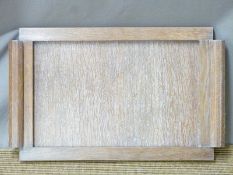 Liberty style Arts and Crafts limed oak tray, 56cm x 34.5cm