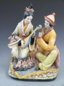 Italian figural lamp in the form of two Japanese musicians, 'G Spiller, Italy' to base, H57cm