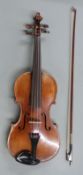 Neuner and Horsteiner circa mid 20thC viola with 39cm two piece back, in original case with bow