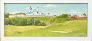 Olga Dolgaya (Contemporary Russian), oil on board 'Mens Monastery in Suzdal (Russia)', signed